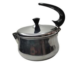 Vintage Farberware 2 Quart Stainless Steel Tea Pot Kettle Mid Century Modern 